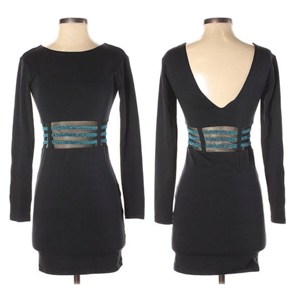 Urban Outfitters Motel Rocks Bodycon Mini Dress Mesh Glitter Sheer Size S
